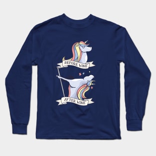 Before and after Wine unicorn Design Long Sleeve T-Shirt